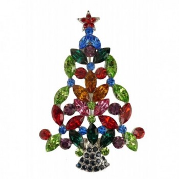 Bejeweled Christmas Elegant "Red Star" Rhinestone Tree Pin 106 - CK11PPUFGND