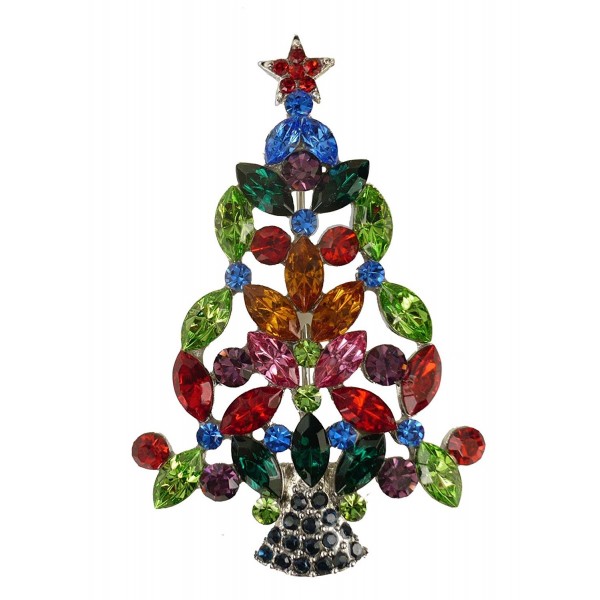 Bejeweled Christmas Elegant "Red Star" Rhinestone Tree Pin 106 - CK11PPUFGND
