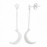 Sterling Silver Star with Hanging Moon Long Earrings - C4127RQ2T87