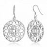 925 Sterling Silve Open Filigree Detailed Mandala Lotus Flower Round Dangle Hook Earrings 1.7" - CT12I6MS5Z7