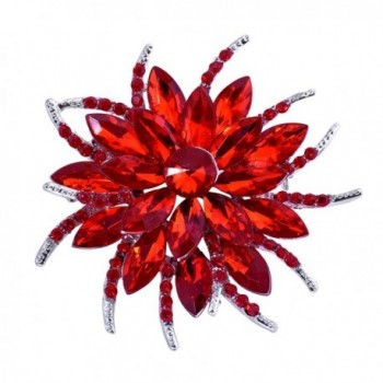 ElegantPark BP1705 Crystals Brooch Pin Women Fashion Jewelry Blooming Flowers - Red - C6183AU85A2