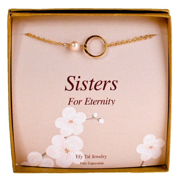 Dainty Eternity Bracelet Bridesmaid Gifts - Cultured Pearl and Circle Infinity Sisters Bracelet - C511JWGS8V3