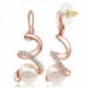 Kemstone Crystal Rose Gold Plated Snake Earrings Cream Simulated Pearl Dangle Earrings for Women - CS12JCXPHUZ