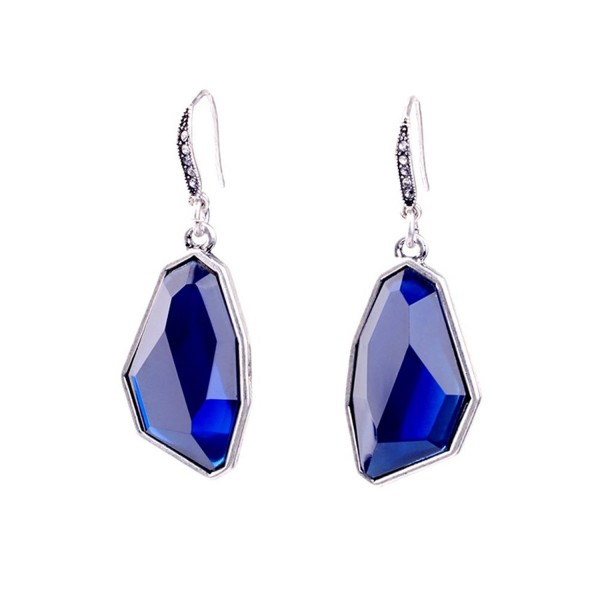 Elegant Silver Plated Blue Crystal Signature Drop Earrings Created with Swarovski for Brides Proms - Blue - C3185EWAD8D