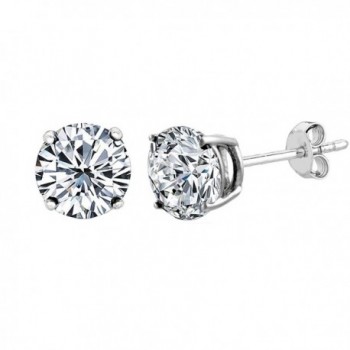 14k White Gold Round Cut White Cubic Zirconia Stud Earrings - CK11R86SHAP