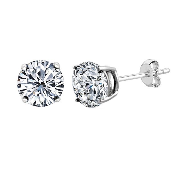 14k White Gold Round Cut White Cubic Zirconia Stud Earrings - CK11R86SHAP