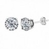 14k White Gold Round Cut White Cubic Zirconia Stud Earrings - CK11R86SHAP