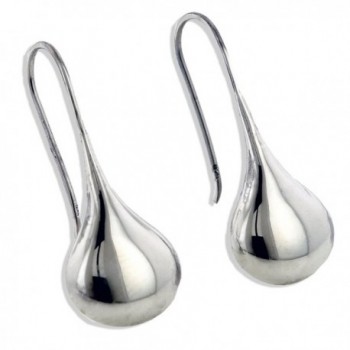 Classic Smooth Puffed Teardrop Sterling Silver Hook Earrings - CL111QW0PET