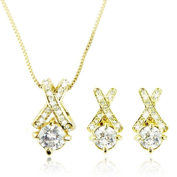 Jewelry Sets - BESSKY Bridal Jewelry Sets Earrings Long Necklace Pendants Crystal Wedding Necklace - CZ12B906IQB