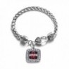 Sickle Cell Awareness Classic Silver Plated Square Crystal Charm Bracelet - CO11K6OBNHV