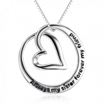 Sterling Silver "Always My Sister Forever My Friend" Love Heart Pendant Necklace- 18" - CJ120X8OGGT