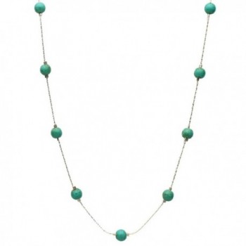 Simulated Turquoise Stone Illusion Station Sterling Silver Chain Necklace - C611B3Z9QB7