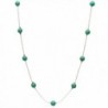 Simulated Turquoise Stone Illusion Station Sterling Silver Chain Necklace - C611B3Z9QB7