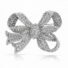 Bling Jewelry Clear Crystal Ribbon Bridal Brooch Bow Pin Silver Plated - CP11B8X10NB