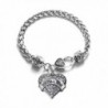 Football Mom Pave Heart Charm Bracelet Silver Plated Lobster Clasp Clear Crystal Charm - CV123HZBKR3