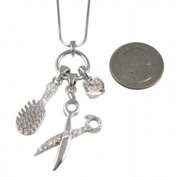 Crystal Barber Dresser Scissors Necklace