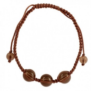 NOVICA Smoky Quartz Beaded Shambhala Style Bracelet 'Enduring Peace'- 6.25" - 9.75" - CT127RWWSG9