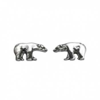 Small Sterling Silver Polar Bear Stud Earrings - CN11G0XW3DP