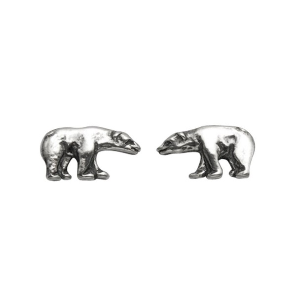 Small Sterling Silver Polar Bear Stud Earrings - CN11G0XW3DP