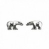 Small Sterling Silver Polar Bear Stud Earrings - CN11G0XW3DP