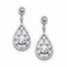 Mariell Mosaic Style Cubic Zirconia Teardrop Bridal- Prom or Wedding Earrings - Genuine Platinum Plated - CP122NZC86F