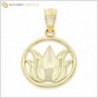 Gold Lotus Flower Charm- 10K Solid Gold - C611IT6E2DZ