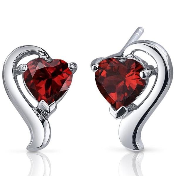 Garnet Heart Shape Earrings Sterling Silver 2.00 Carats - CT116PE3VOJ