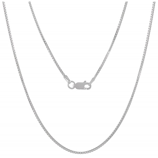 925 Sterling Silver Nickel-Free 1.2mm Box Chain Necklace - Made in Italy + Jewelry Polishing Cloth - CZ11OO5K8QP