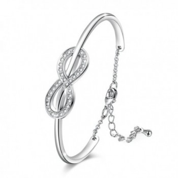 Angelady"Pure Love" 7" Inches Infinity Bangle Bracelet with Extend Chain AAA Cubic Zirconia Jewelry Gifts - CL186SYYUE6