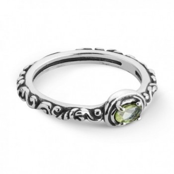 Simply Fabulous Sterling Silver & Faceted Peridot Band Ring - C3184Y8IYMC