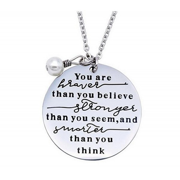 Blerameng Always Remember You Are Braver Than You Believe Jewelry Stainless Steel Necklace - CC188S0O4DN