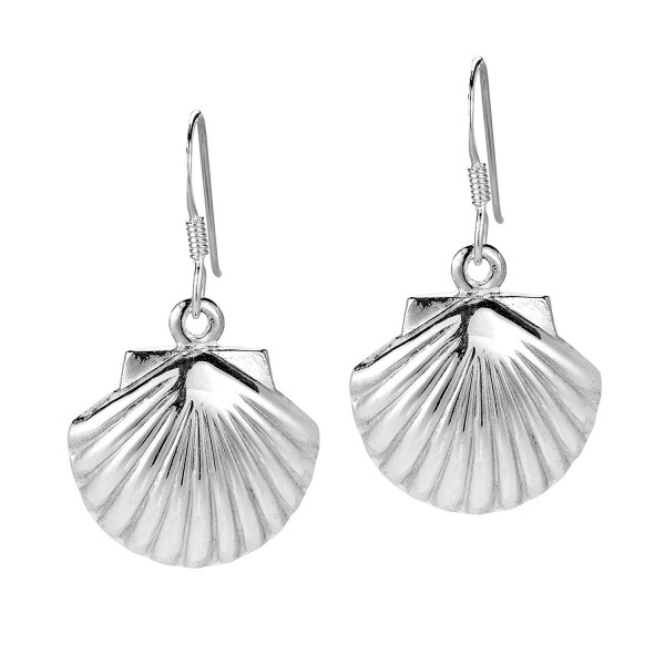 Summer Sea Shell .925 Sterling Silver Dangle Earrings - C711O59205R