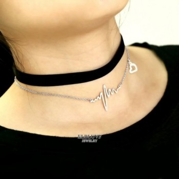 ELBLUVF Stainless Cardiogram Chocker Necklace