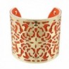 Feelontop Hot Sale Gold Plated Colored Pu Leather Big Cuff Bracelets Bangles with Jewelry Pouch - Orange - C8124KQNO59