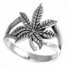 Sterling Silver Cannabis Sativa Marijuana Ring Wholesale Band 17mm Sizes 4-13 - C711GQ47X7T