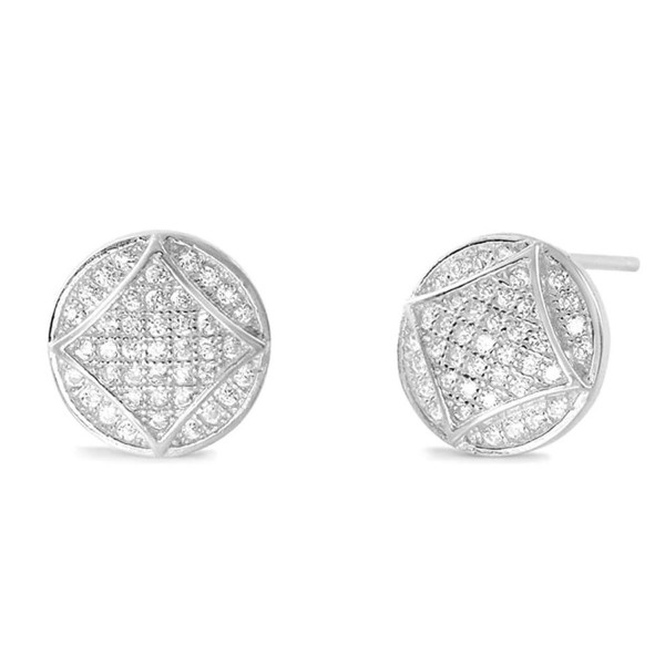 Fabulous Circle Sterling Silver CZ Stud Earrings - Sterling Silver Earrings Studs - CH183NC0RQR