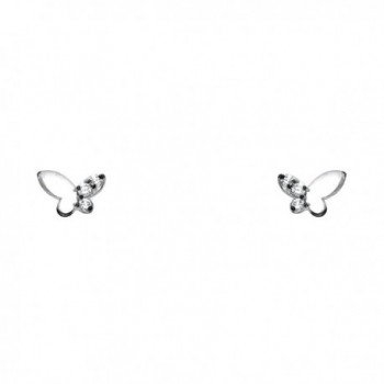 14k Yellow OR White Gold Butterfly Stud Earrings with Screw Back - CF122E3VHBN