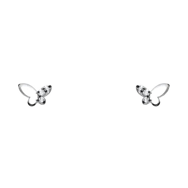 14k Yellow OR White Gold Butterfly Stud Earrings with Screw Back - CF122E3VHBN