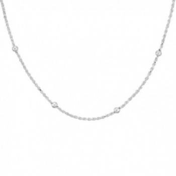 Sterling Silver Rope Chain Station Necklaces & Anklets 4mm Beads Nickel Free Italy- sizes 7 - 30 inch - CR11OG4IL2R