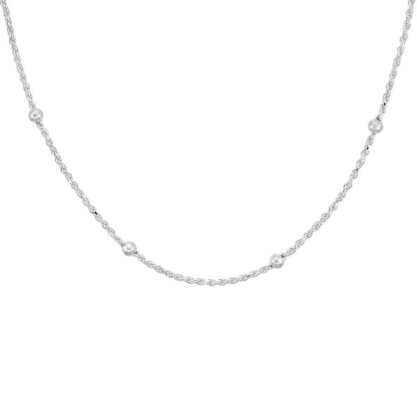 Sterling Silver Rope Chain Station Necklaces & Anklets 4mm Beads Nickel Free Italy- sizes 7 - 30 inch - CR11OG4IL2R