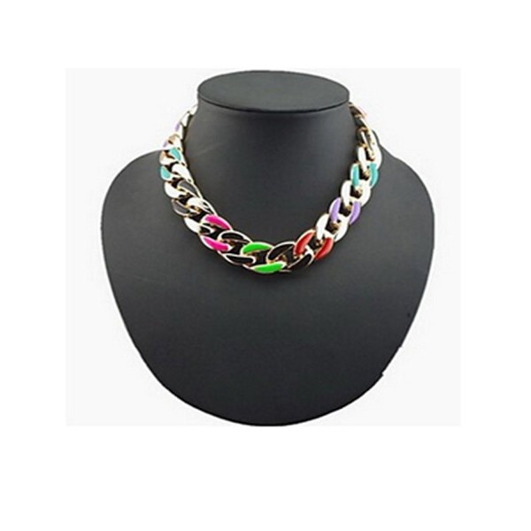 CHOP MALL European Multicolor Circle Chain Gold Alloy Statement Necklace (1 Pc) - CJ11U11M39V