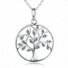 YL Tree of Life Necklace-Sterling Silver Created Emerald Round Tree Pendant Necklace for Women Girls - Tree-1 - CR182E99YR2