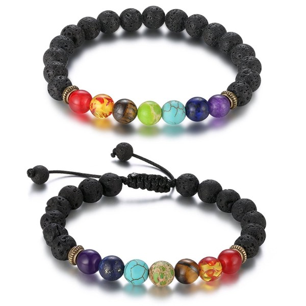 CARSINEL Men Women 7 Chakras Beads Bracelet 8mm Lava Rock Yoga Bracelet - CK188LY7XXC