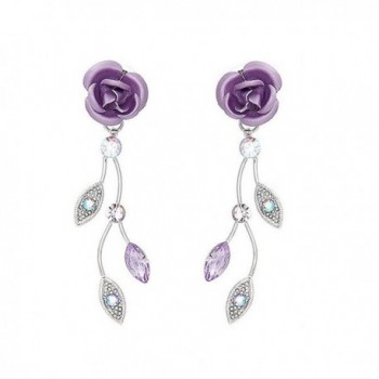 Glamorousky Violet Rose Earrings with Violet Austrian Crystals and Crystal Glass (767) - CG118SODPCR