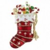 EVER FAITH Red Santa Stocking Candy Cane Brooch Austrian Crystal - Gold-Tone - CS11PYU7X3P