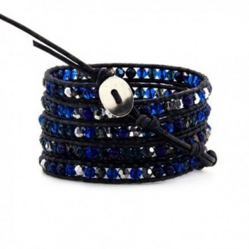 Crystals Bracelet Leather Handmade Multilayer