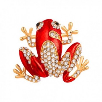 Insect Frog Brooch Wedding Bouquet Accessories Enamel Crystal Pins Brooches Women - Red - CW185S9QR9H