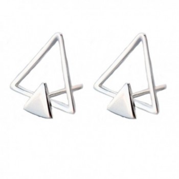 Helen de Lete Original Minimalist Double Triangle Sterling Silver Stud Earrings - C9185DW7GS6