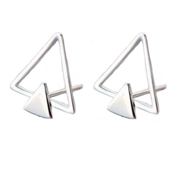 Helen de Lete Original Minimalist Double Triangle Sterling Silver Stud Earrings - C9185DW7GS6