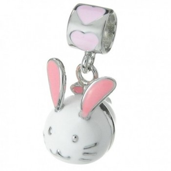 925 Sterling Silver Easter Bunny Rabbit Enamel Dangle for European Charm Bracelets - CC11ZV12G7P